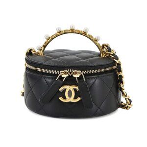 CHANEL Matelasse Mini Vanity Shoulder Bag Leather Black AP3423 90280564
